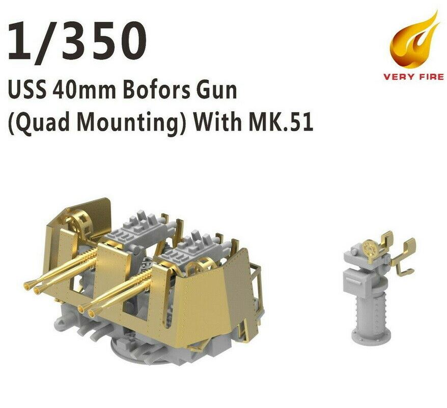 thumbnail image 2 of Bunker Studio 1/350 Scale USN 40mm Quad Bofors Mount Gun - 3D Printed Model Kit (4pcs) WS35018 2 of 6