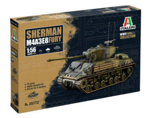 Italeri W25772 1/56 M4A3E8 Sherman Fury WWII Tank Collection Model Kit Overlord