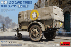 Miniart 35443 1/35 G-518 US 1t Cargo Trailer ben Hur W/Canvas Overlord