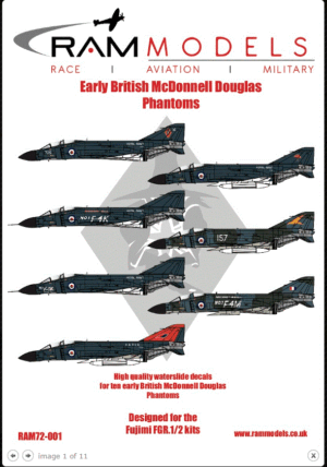 RAM MODELS RAM72-001 1/72 DECALS for Early British McDonnell-Douglas Phantoms