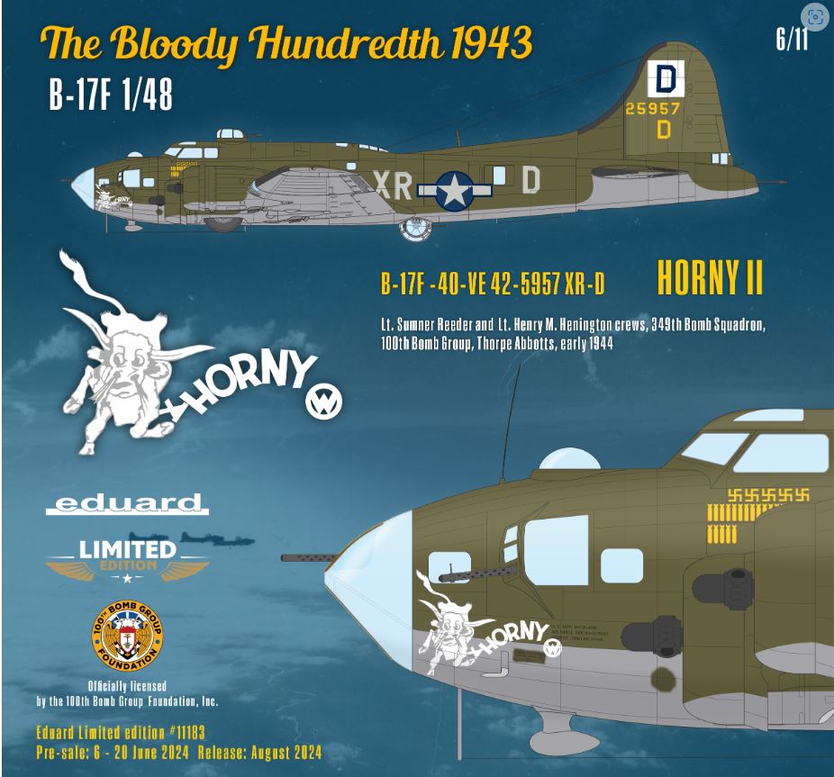 EDUARD 11183 1/48 BOEING B-17F THE BLODDY HUNDREDTH 1943 Overlord VERSION 2 MASTERS OF THE AIR - Image 7