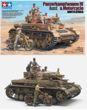 Tamiya 25208 1/35 Panzer Kampfwagen IV Ausf F & German Motorcyle Set Model Kit BRITISH ARMY BATTLE SCHOOL