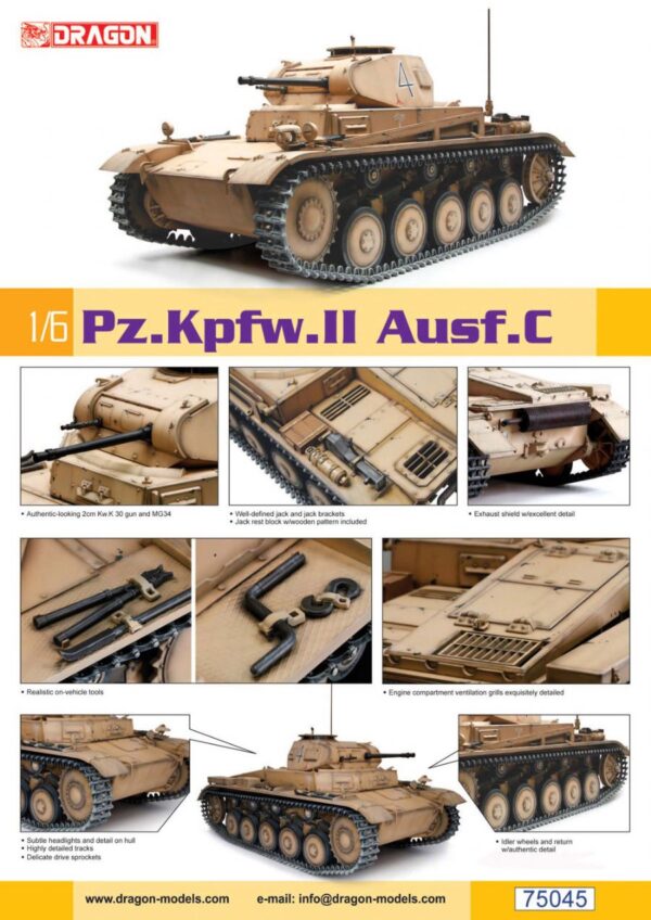 Dragon Models 75045 1/6 Pz.Kpfw.II Panzer II Ausf.C Plastic Model