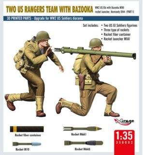Mirage Hobby 35002 1/35 3D Printed WW2 US Army Rangers Bazooka Team 2 x  Gls Bazooka M1A1 Normandy 1944 Part 1 Overlord