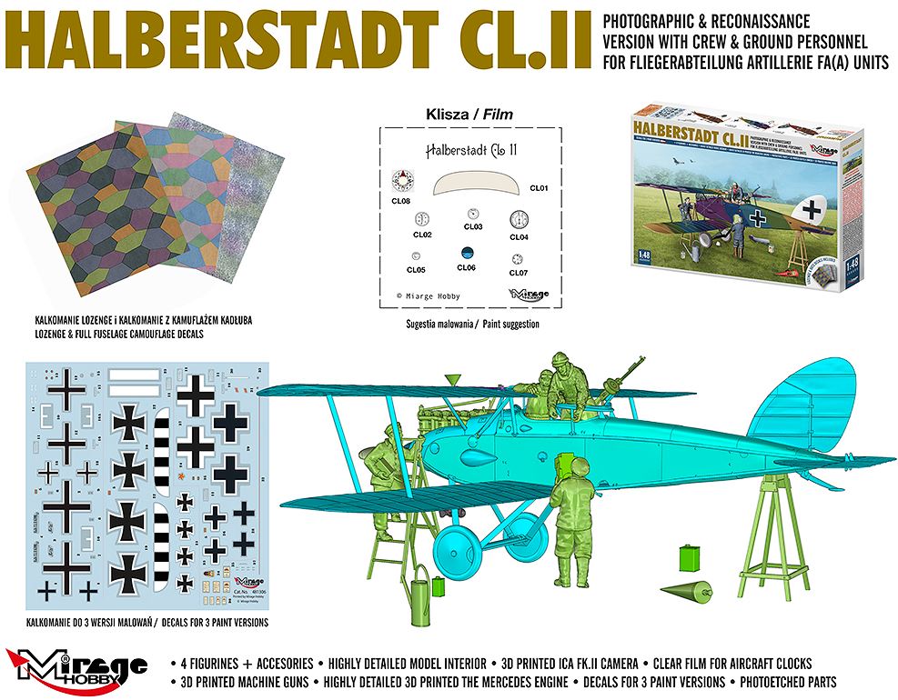 Mirage Hobby 480005 1/48 WW1 Halberstadt CL.II with Air and Ground Crew - Image 2