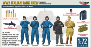 Mirage Hobby 720005 1/72 3D Printed WW2 Italian Tank Crew (Italian Army Tank Troops Soldiers) BRITISH ARMY BATTLE SCHOOL