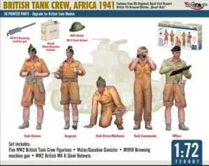 Mirage Hobby 720007 1/72 3D Printed British Tank Crew, Africa 1941 7th Arm Div 8th Royal Irish Hussars. OPERATION COMPASS BRITISH ARMY BATTLE SCHOOL