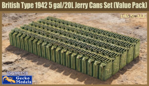 GECKO MODELS 35GM0158  135 British Type 1942 5 gAL/20Ltr Jerry Cans 100 Cans Due Qtr 1 2026