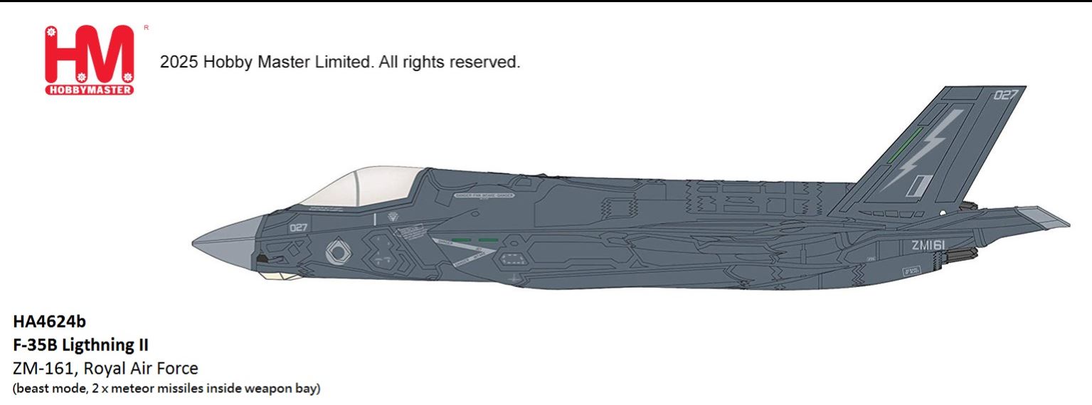 HOBBY MASTER HA4624B 1/72 UK Lightning Force F-35B Lightning II CSG25 HMS Prince of Wales Beast Mode