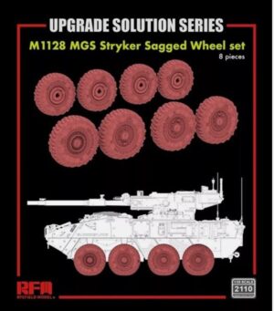 Rye field Model 2110 - 1:35 M1128 MGS Stryker Sagged Wheel Set, 8 Pieces