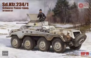 RYE FIELD 5154 Sd.Kfz. 234/1 Schwerer Panzer w Interior 1/35 scale model kit