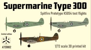 IBG MODELS MRM A720002 Spitfire Prototype K5054 Stages 2,3,and 4 Test Flight 3 D Printed Kit Due May 2026