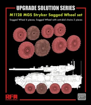 RYEFIELD 1/35 M1128 MGS STRYKER SAGGED WHEEL SET 6 PIECES WITH ANTI SKID CHAINS 2 PIECES
